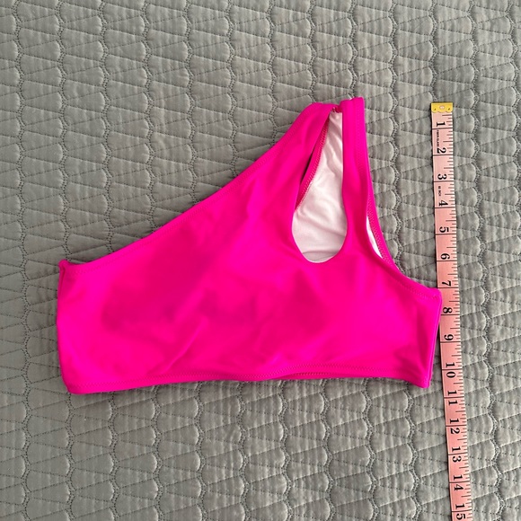 NWOT One Shoulder Bikini Top with Cutout (Neon Rose-Hot Pink) - Picture 9 of 12